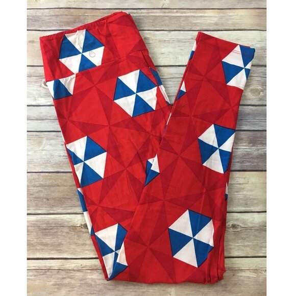 NWT LulaRoe TC Leggings Americana Red White Blue July 4th Maximalist Patriotic - Picture 1 of 3
